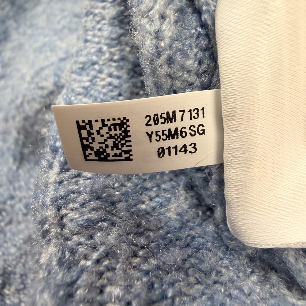 American Eagle Womens Large Blue Cable Knit Soft Full Zip Hoodie Sweater Cropped - Picture 5 of 10